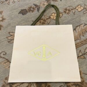 Cream Tote Bag with Green Handles